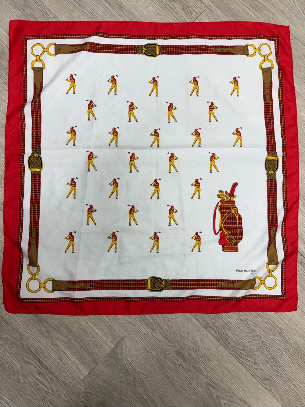 Pier Olivier Red & White Golf Motif Decorative Scarf